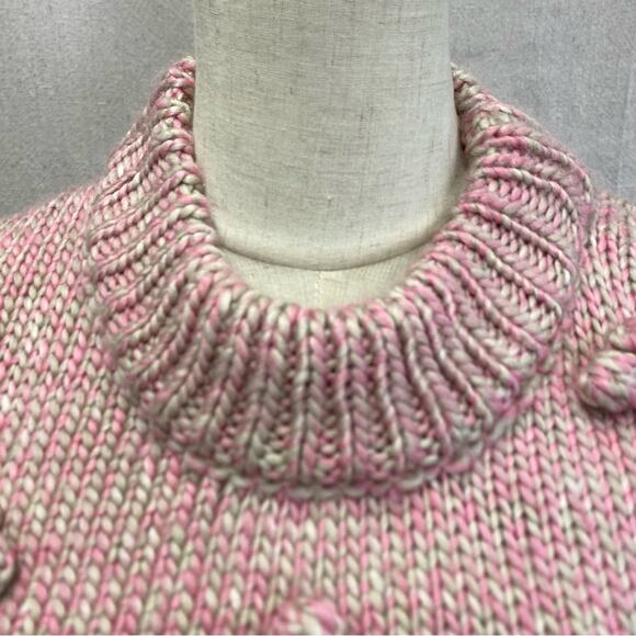 Urban Outfitters pink/tan mock neck boxy sleeveless pom pom  sweater NWT Small - Picture 4 of 14